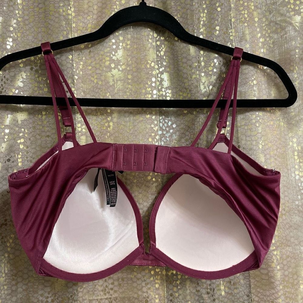 Victorias Secret Maroon Strappy Very Sexy Padded Push Up Bra 34DD EUC - Picture 2 of 6